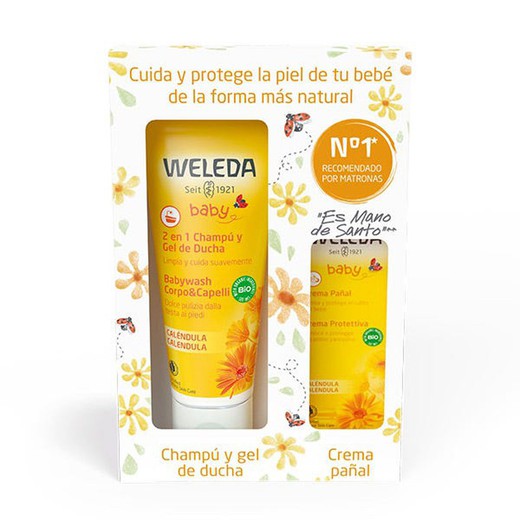 Weleda Set Bebé Champú Gel Caléndula 200 ml Crema Pañal Caléndula 30