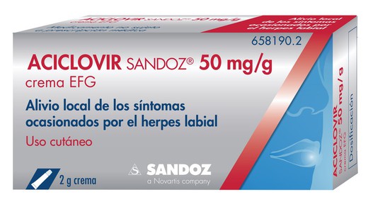 Aciclovir Sandoz Efg 50 Mg/G Crema 1 Tubo 2 G