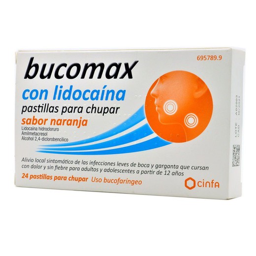 Bucomax Lidocaina 24 Pastillas Para Chupar Naranja