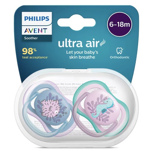 Chupete Silicona Philips Avent Ultra Air +18 Meses 2 Unidades Niña