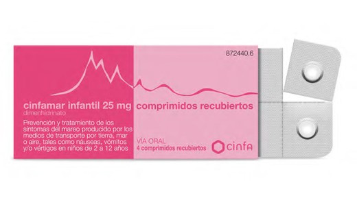 Cinfamar Infantil 25 Mg 4 Comprimidos