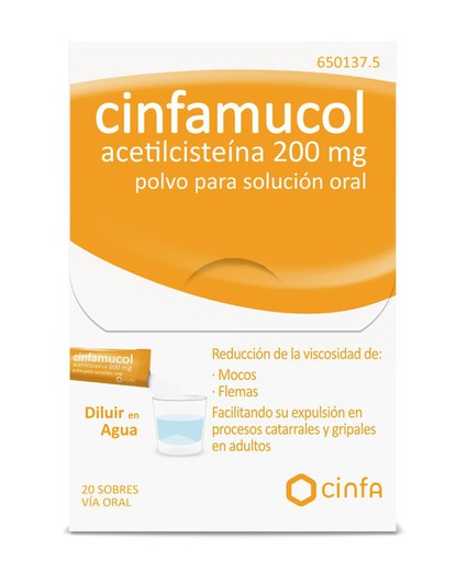 Cinfamucol Acetilcisteina 200 Mg 20 Sobres Polvo