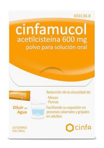 Cinfamucol Acetilcisteina 600 Mg 10 Sobres Polvo