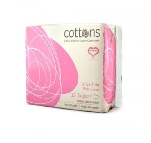 Cottons Compresa Ultra Thin Con Alas Super 12 U