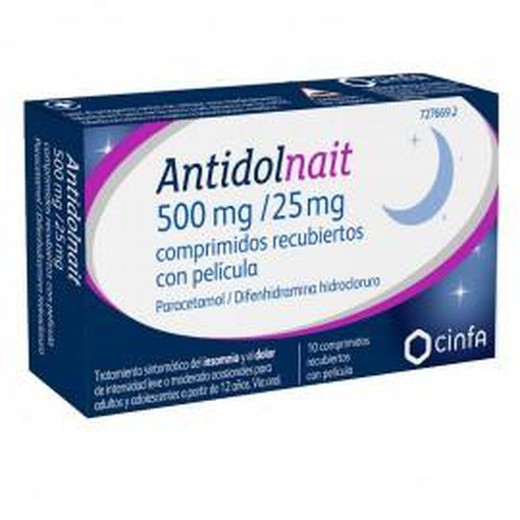 Antidolnait 500/25mg 10 comp recubiertos