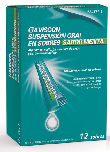 Gaviscon 12 Sobres Suspension Oral Menta 10 Ml