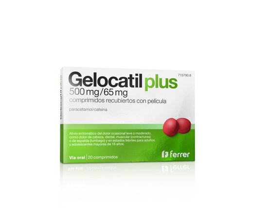 Gelocatil Plus 500 Mg/65 Mg 20 Com Recub