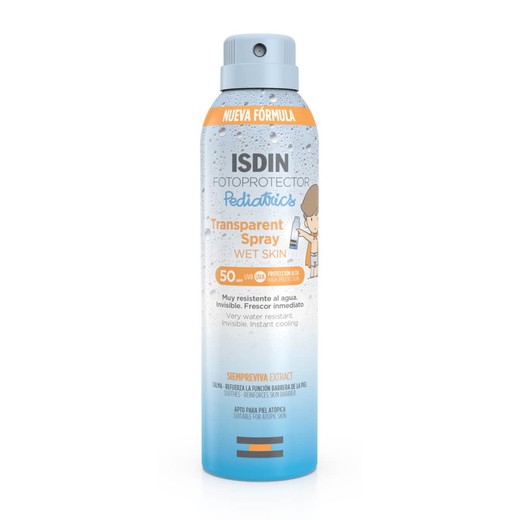 Fotoprotector Isdin Transparent Spray Wet Skin Pediatrics SPF50 250 ml