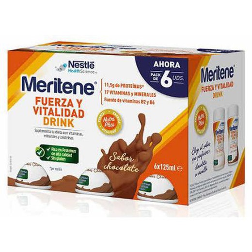 Meritene Fuerza Y Vitalidad Drink Chocolate 6 batidos x 125 ml