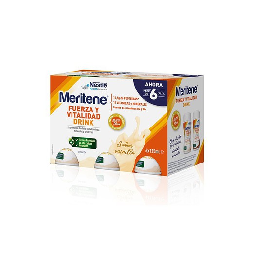 Meritene Fuerza Y Vitalidad Drink Vainilla 6 batidos x 125 ml