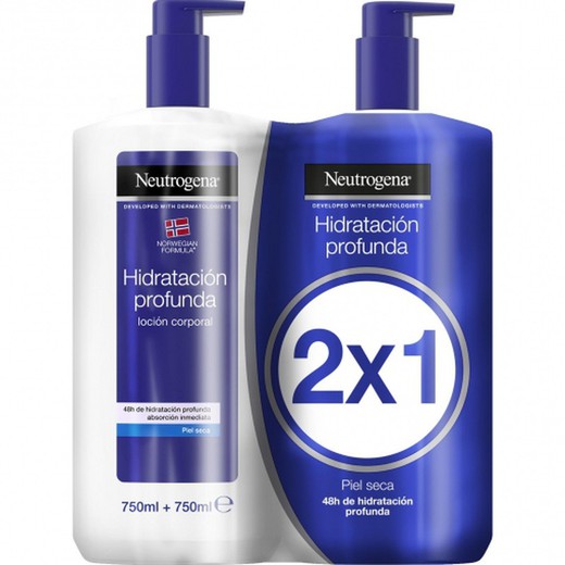 Neutrogena Hidratación Profunda Loción Corporal Rápida Absorción Piel Seca 2 Envases 750ml