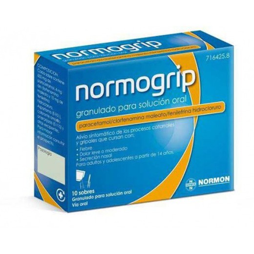 Normogrip 650/4/10 Mg 10 Sobres Granulado Solución