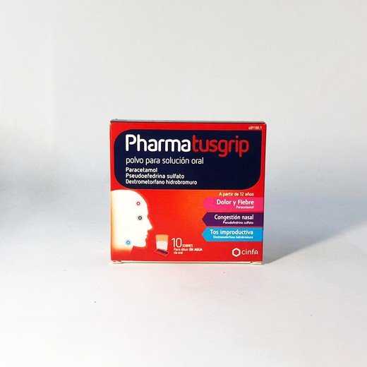 Pharmatusgrip 500/30/15 Mg 10 Sobres Polvo Solucion