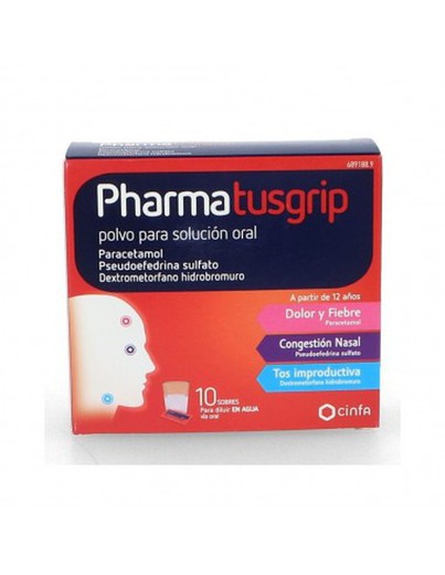 Pharmatusgrip 500/30/15 Mg 10 Sobres Polvo Solucion