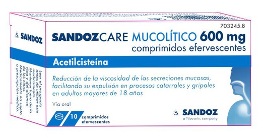 Sandozcare Mucoilitico Efg 600 Mg 10 Comprimidos