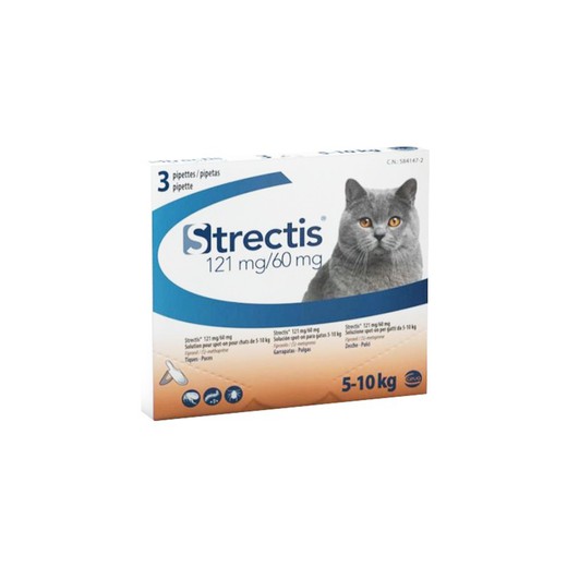 Strectis Pipetas Antiparasitarias Gatos 121mg/60mg 3 Pipetas