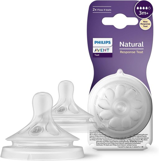 Tetina Natural Flujo Rapido Philips Avent Natural Response +3 Meses 2 Unidades