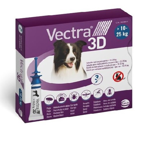 Vectra 3D Pipetas Antiparasitarias Perros >10-25kg 3 Pipetas