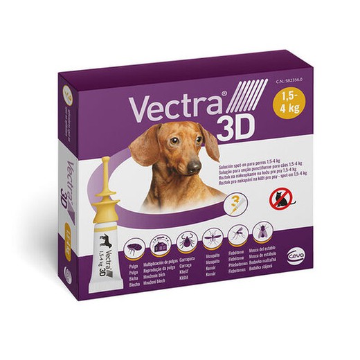 Vectra 3D Pipetas Antiparasitarias Perros 1.5-4kg 3 Pipetas