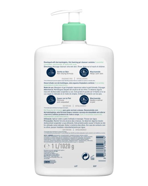 Cerave Gel Limpiador Espumoso 1L