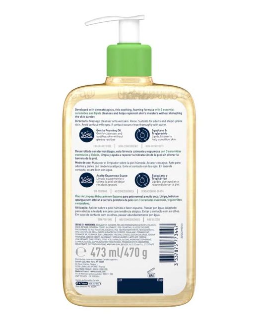 Cerave Limpiador Aceite Espumoso Hidratante 473ml