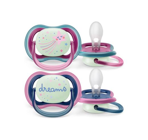 Chupete Silicona Philips Avent Ultra Air Nocturno 6-18 Meses 2 Unidades Niña