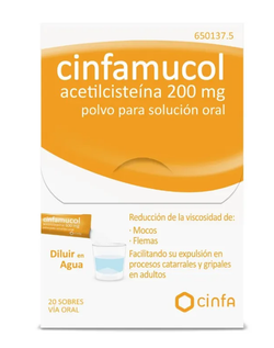 Cinfamucol Acetilcisteina 200 Mg 20 Sobres Polvo