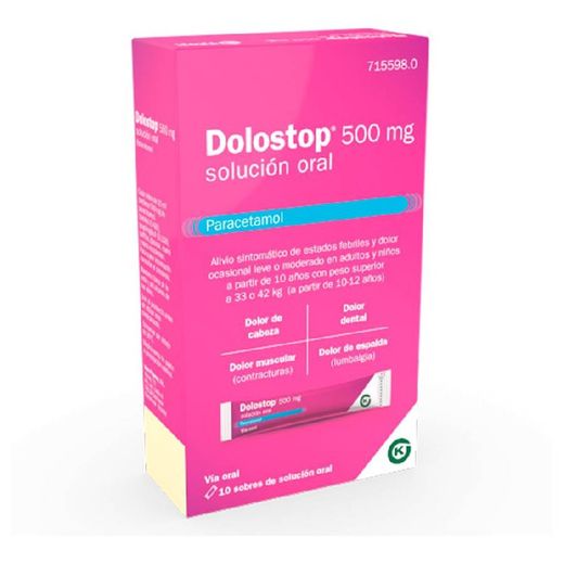 Dolostop 500 Mg 10 Sobres Solucion Oral 10 Ml