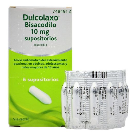 Dulcolaxo Bisacodilo 10 Mg 6 Supositorios