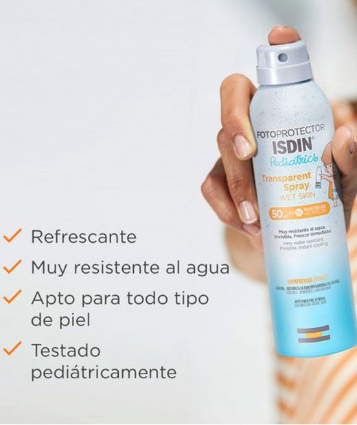 Fotoprotector Isdin Transparent Spray Wet Skin Pediatrics SPF50 250 ml