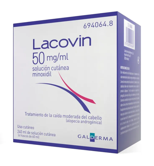 Lacovin 50 Mg/Ml Solucion Cutanea 4 Frascos 60 M