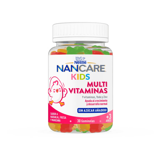 NanCare Kids Multivitaminas 30 Gominolas Sabor Naranja, Fresa y Mango
