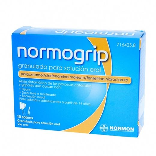 Normogrip 650/4/10 Mg 10 Sobres Granulado Solución