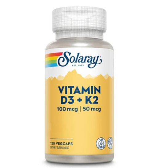 Solaray Vitamina D3 4000UI (100McG) K2 (MK7) 120CAPS