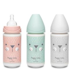 Suavinex premium biberón vidrio tetina redonda tres posiciones +0M 240mL