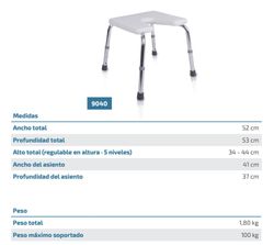 Taburete Ducha Herradura 9040 Totalcare