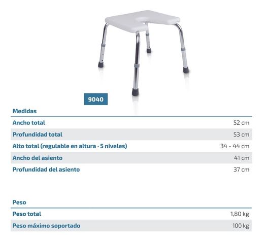 Taburete Ducha Herradura 9040 Totalcare
