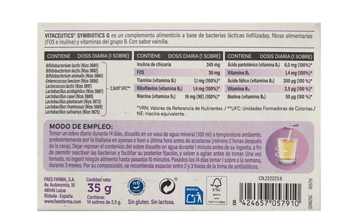 Vitaceutics Symbiotics G 14 Sobres 2,5g Sabor Vainilla